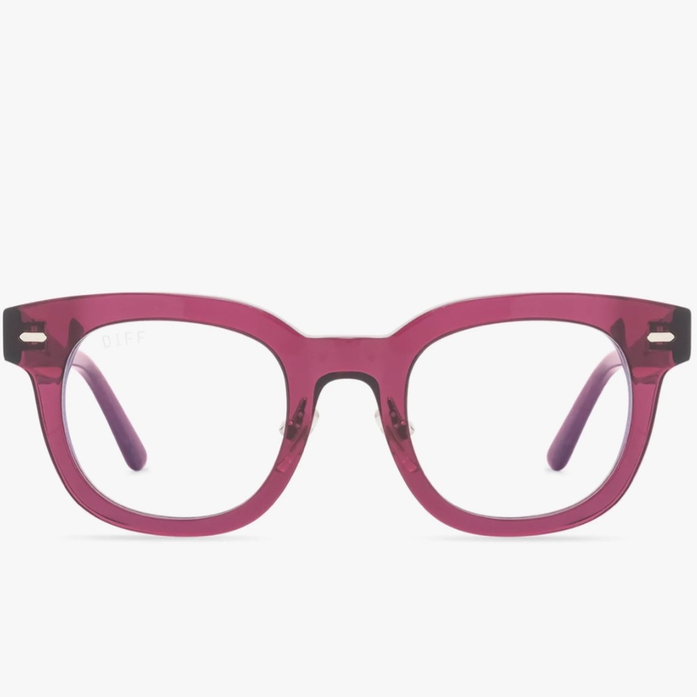 NWT ✨ DIFF Eyewear Summer Blue Light Blocking Glasses, Crystal Umbria Red Frames